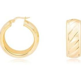 Gülaylar Diamond Line Sarı Altın 14 Ayar Burgu Halka Küpe