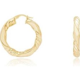 Gülaylar Diamond Line Sarı Altın 14 Ayar Burgu Halka Küpe