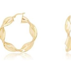 Gülaylar Diamond Line Sarı Altın 14 Ayar Burgu Halka Küpe