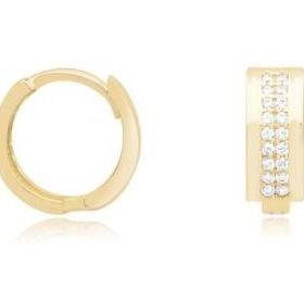 Gülaylar Diamond Line Sarı Altın 14 Ayar Halka Küpe