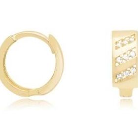 Gülaylar Diamond Line Sarı Altın 14 Ayar Halka Küpe