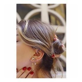 Gülaylar Diamond Line Sarı Altın 14 Ayar Trend Taşlı Küpe