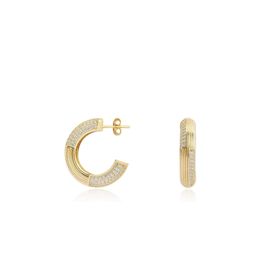Gülaylar Diamond Line Sarı Altın 14 Ayar Trend Taşlı Küpe
