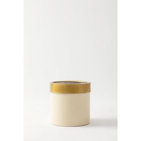 Güleç Yapay Çiçek 35*35*35 Krem Gold Bilezikli Metal Saksı