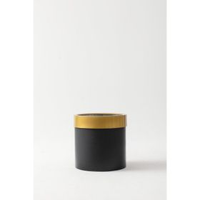Güleç Yapay Çiçek 35*35*35 Siyah Gold Bilezikli Metal Saksı