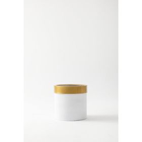 Güleç Yapay Çiçek Metal 30*30*30 Beyaz Gold Bilezikli Saksı