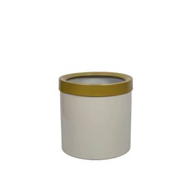 Güleç Yapay Çiçek Metal 30*30*30 Beyaz Gold Bilezikli Saksı