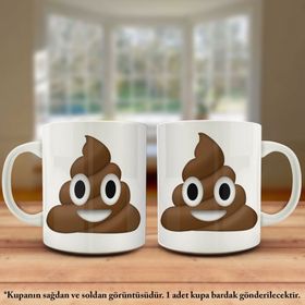 Gülen Mutlu Kaka Emojisi-Espirili Mizah Kupa Bardak