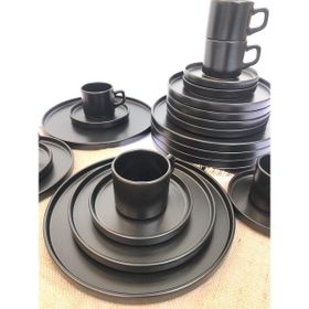 Gulhanile Stackable Mat Siyah 24 Parça 6 Kişilik Servis Kahvaltı Takımı