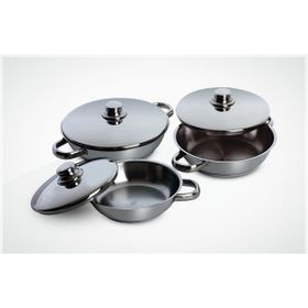 Gülsan 6 Parça Paslanmaz Çelik Cam Kapaklı Omlet Set