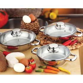 Gülsan 6 Parça Paslanmaz Çelik Cam Kapaklı Omlet Set