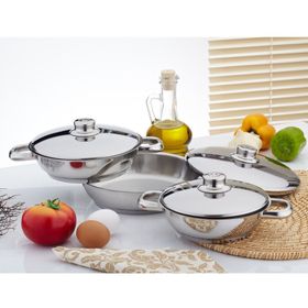 Gülsan 6 Parça Paslanmaz Çelik Cam Kapaklı Omlet Set
