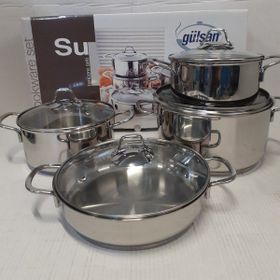 Gülsan MNR0010 Gülsan Su 8 Parça Çelik Tencere Seti