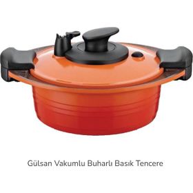 Gülsan Vakumlu Basık Tencere 6.5 L Turuncu Buharlı Pişirici
