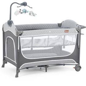 Gulz Atlas Plus 70x110 cm Dark Grey Anne Yanı Sallanır Cibinlikli Pamuk Yataklı Dönenceli Oyun Parkı Bebek Beşik