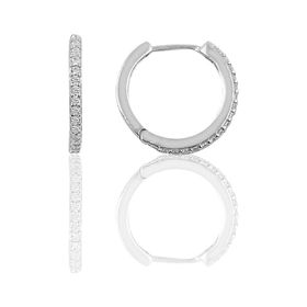 Gümüş 14 mm rodyumlu zirkon taşlı tamtur halka küpe