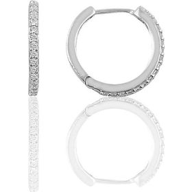 Gümüş 14 mm rodyumlu zirkon taşlı tamtur halka küpe