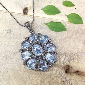 Gümüş 925 Ayar Markazit Taşlı Kolye