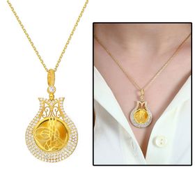 Gümüş 925 Ayar Zirkon Taşlı Lale Kolye