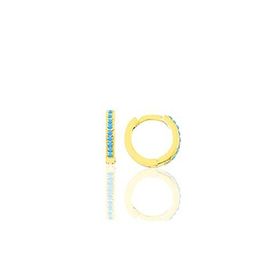 Gümüş Altın Yaldızlı Turkuaz Taşlı 11 mm Halka Küpe Tragus Piercing Helix Kıkırdak Küpesi