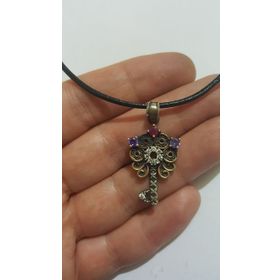 Gümüş Ametist Taşlı Bayan Kolye