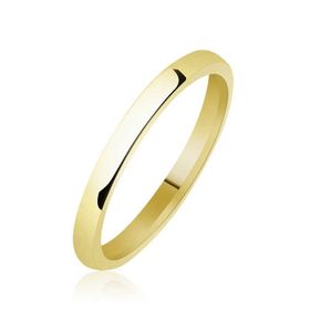 Gümüş Düz Bombeli Gold Alyans - 2.5 mm