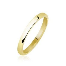 Gümüş Düz Bombeli Gold Alyans - 2.5 mm