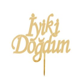 Gümüş Gri İyi Ki Doğdun Cam Pleksi Doğum Günü Pasta Üzeri Süsü