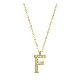 Gümüş Hane Gold F Harfi Kadın Gümüş Kolye