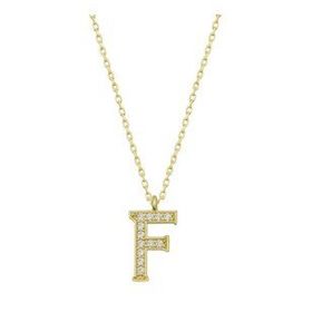 Gümüş Hane Gold F Harfi Kadın Gümüş Kolye