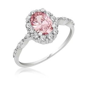 Gümüş Hane Pembe Oval Taşlı Kadın Gümüş Yüzük