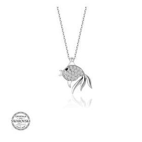Gümüş Hane Swarovski Taşlı Gümüş Balık Kadın Kolye