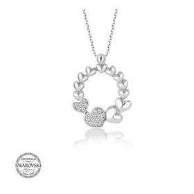 Gümüş Hane Swarovski Taşlı Gümüş Çember Kalp Kadın Kolye