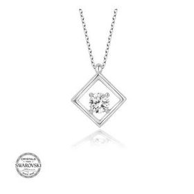Gümüş Hane Swarovski Taşlı Gümüş Dörtgen Kadın Kolye