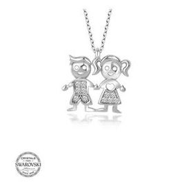 Gümüş Hane Swarovski Taşlı Gümüş Erkek Kız Çocuk Kadın Kolye