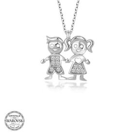 Gümüş Hane Swarovski Taşlı Gümüş Erkek Kız Çocuk Kadın Kolye