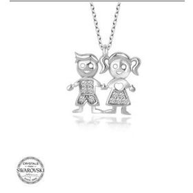 Gümüş Hane Swarovski Taşlı Gümüş Erkek Kız Çocuk Kadın Kolye