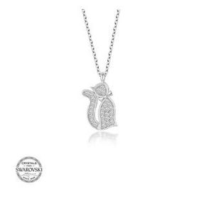 Gümüş Hane Swarovski Taşlı Gümüş Kedi Kadın Kolye