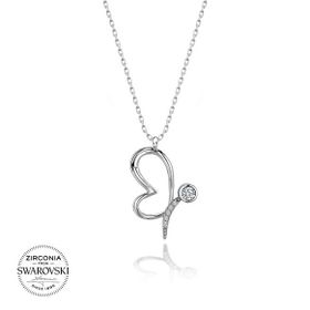 Gümüş Hane Swarovski Taşlı Gümüş Kelebek Kadın Kolye