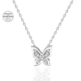 Gümüş Hane Swarovski Taşlı Gümüş Kelebek Kadın Kolye