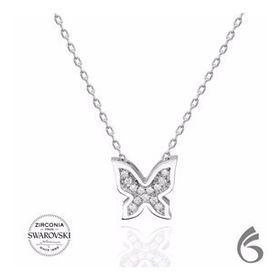 Gümüş Hane Swarovski Taşlı Gümüş Kelebek Kadın Kolye