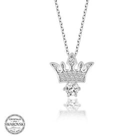 Gümüş Hane Swarovski Taşlı Gümüş Kral Tacı Kadın Kolye