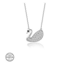 Gümüş Hane Swarovski Taşlı Gümüş Kuğu Kadın Kolye