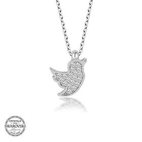 Gümüş Hane Swarovski Taşlı Gümüş Kuş Kadın Kolye