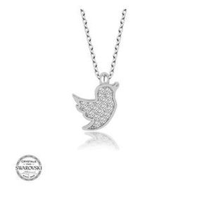 Gümüş Hane Swarovski Taşlı Gümüş Kuş Kadın Kolye