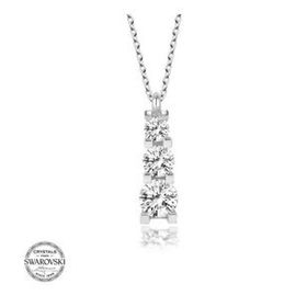 Gümüş Hane Swarovski Taşlı Gümüş Üçtaş Tektaş Kadın Kolye