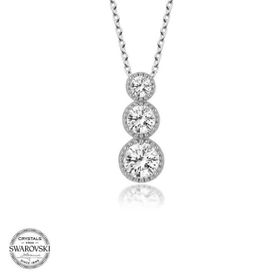 Gümüş Hane Swarovski Taşlı Gümüş Üçtaş Tektaş Kadın Kolye