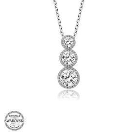 Gümüş Hane Swarovski Taşlı Gümüş Üçtaş Tektaş Kadın Kolye