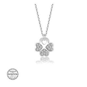 Gümüş Hane Swarovski Taşlı Gümüş Yonca Kadın Kolye