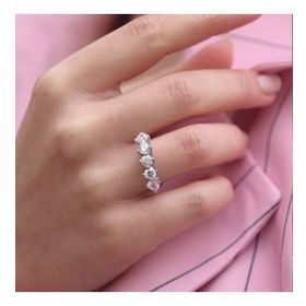 Gümüş Hediye Al Starlight Diamond Pırlanta Montür Asimetrik 925 Ayar Gümüş Kadın Beştaş Yüzük